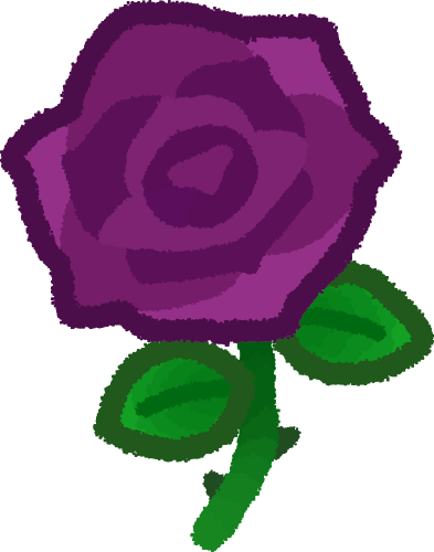 a purple rose on a green stem